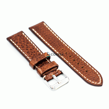 Ремешок для спортивных часов из кожи коричневый Romiks LBV-98280/265XL (RRK-020) - 10
