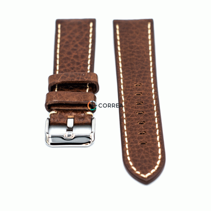 Ремешок для спортивных часов из кожи коричневый Romiks LBV-98280/265XL (RRK-020) - 9