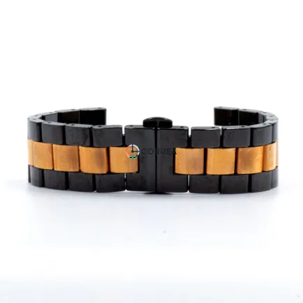 Керамический браслет для часов Armani черный с красным золотом BAR-006 - 6