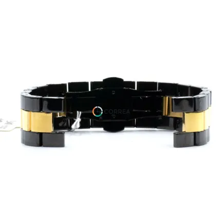 Керамический браслет для часов Armani чорный с золотом BAR-006 - 8