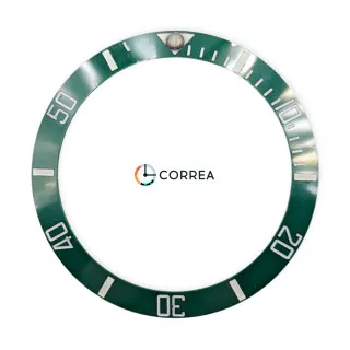Керамічна накладка безеля для годинника Rolex Submariner 40 мм зелена люмінесцентна KBR-008