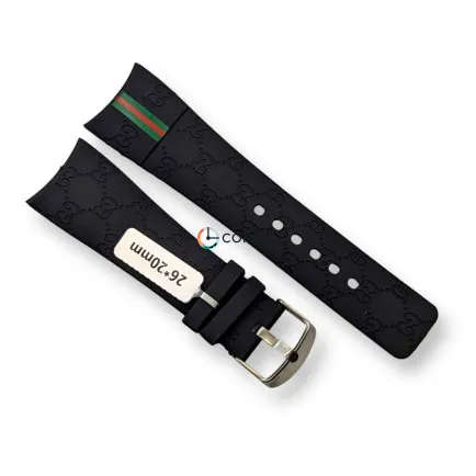 Ремешок каучуковый для часов Gucci 114, 114-2 черный RКG-001 - 6