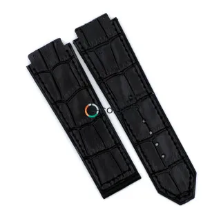 Каучуковый ремешок для мужских часов Hublot Big Bang Aero Bang черный RKH-038B