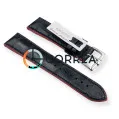 Ремешок кожаный черный c красным каучуковым подкладом Innovate RLR-001br - 4
