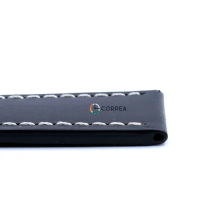 Ремешок для спортивных часов из кожи черный Romiks RRB-012 - 10