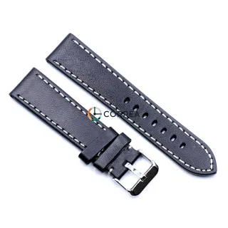 Ремешок для спортивных часов из кожи черный Romiks RRB-012