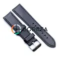 Ремешок для спортивных часов из кожи черный Romiks RRB-013 - 1