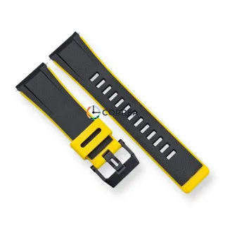 Каучуковий ремінець для годинника Casio GA-2000 PRG-600 чорний з жовтим RKCA-523