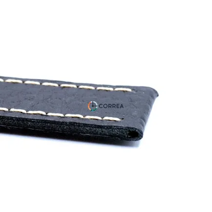 Ремешок для спортивных часов из кожи черный Romiks RRB-001 - 9