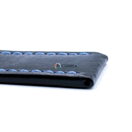Ремешок для спортивных часов из кожи черный Romiks RRB-002 - 9
