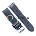 Ремешок для спортивных часов из кожи черный Romiks RRB-002 - 2