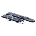 Ремінець для спортивних годинників зі шкіри чорний Romiks RRB-008 - 4