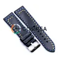 Ремешок для спортивных часов из кожи черный Romiks RRB-011 - 1