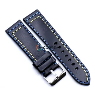 Ремешок для спортивных часов из кожи черный Romiks RRB-011