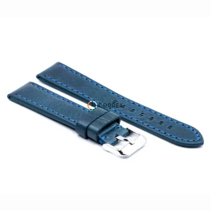 Ремешок для спортивных часов из кожи синий Romiks LBV-98241 (RRC-001) - 7