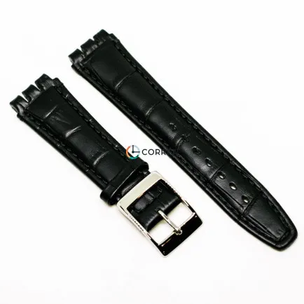 Ремешок кожаный для часов Swatch черный RS-005 - 6