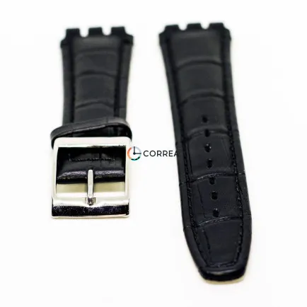 Ремешок кожаный для часов Swatch черный RS-005 - 9