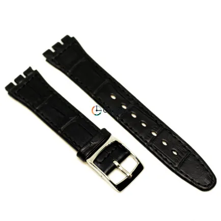 Ремінець шкіряний для годинника Swatch чорний RS-006 - 6
