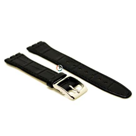 Ремінець шкіряний для годинника Swatch чорний RS-006 - 9