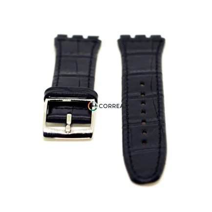 Ремінець шкіряний для годинника Swatch чорний RS-006 - 10