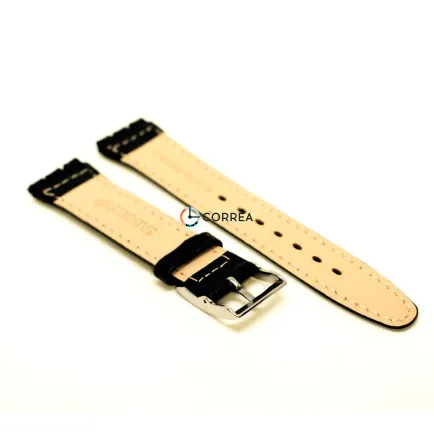 Ремінець шкіряний для годинника Swatch чорний RS-006 - 8