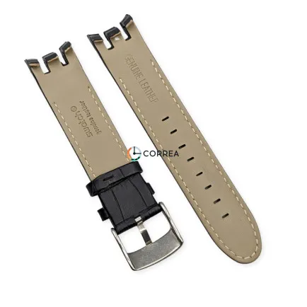 Ремінець шкіряний для годинника Swatch Cold Hour чорний RS-007 - 9