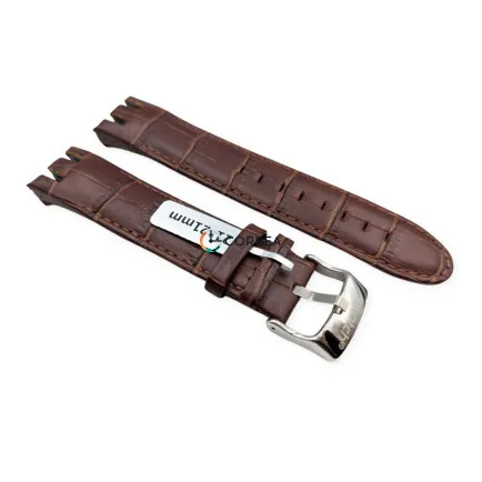 Ремінець шкіряний для годинника Swatch Cold Hour коричневий RS-007 - 10