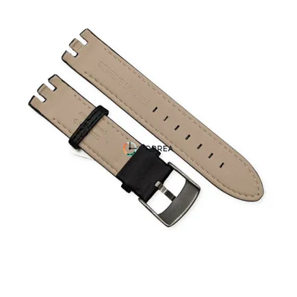 Ремінець шкіряний для годинників Swatch Irony New Big чорний RS-008 - 10