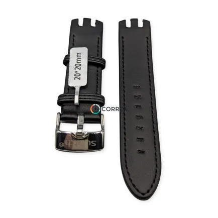 Ремінець шкіряний для годинників Swatch Irony New Big чорний RS-008 - 8