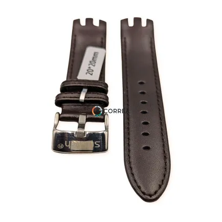 Ремінець шкіряний для годинників Swatch Irony New Big коричневий RS-008 - 8