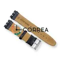 Ремешок кожаный для часов Swatch черный RS-101 - 2