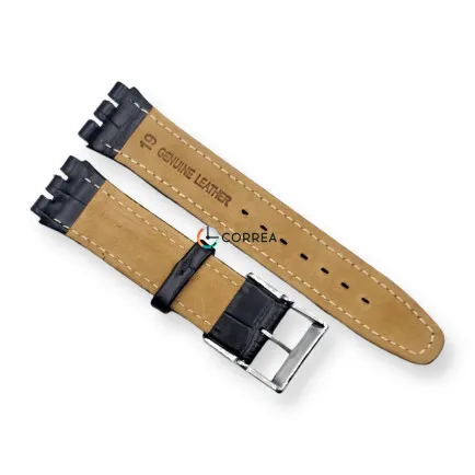 Ремешок кожаный для часов Swatch черный RS-101 - 7