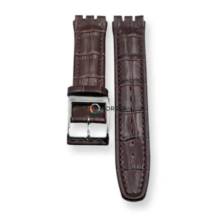 Ремешок кожаный для часов Swatch коричневый RS-101 - 10