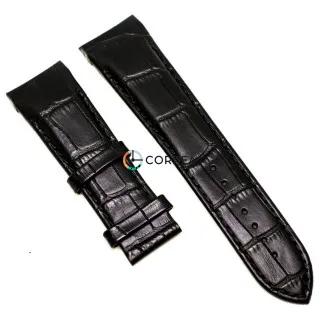 Ремінець шкіряний для годинника Tissot чорний RT-008